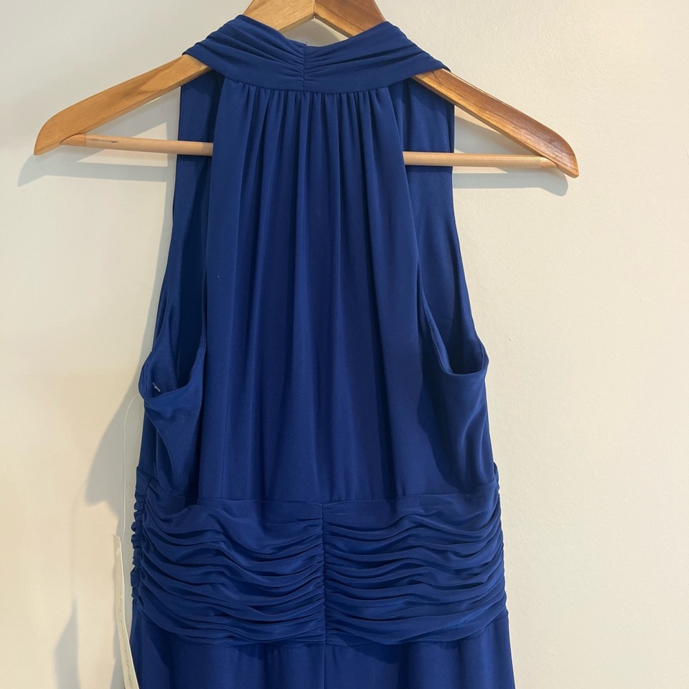 Evan Picone Cobalt Royal Blue Midi Dress Jersey Stretch Sleeveless Halter NWT 6 - Picture 4 of 9